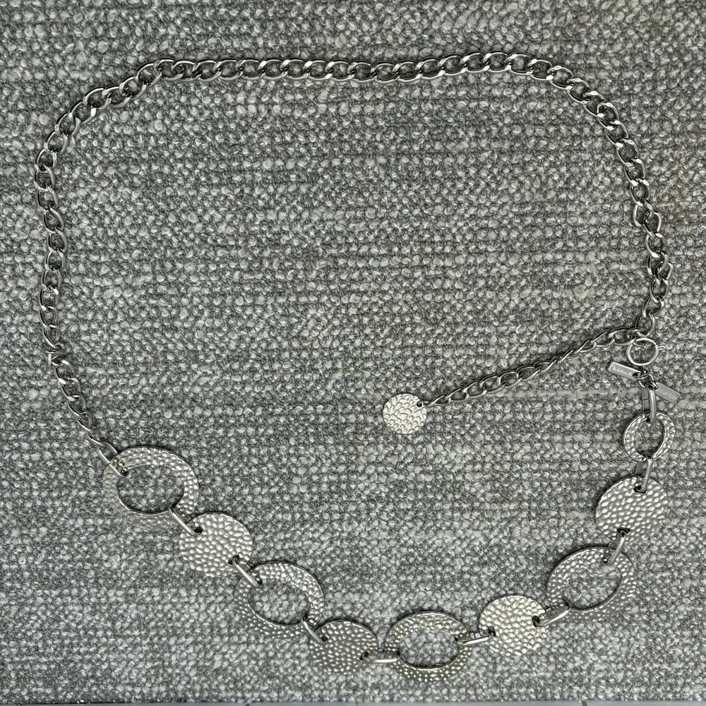 Chico's Metallic Silver Chain Link‎ Embellished Hip Belt Adjustable